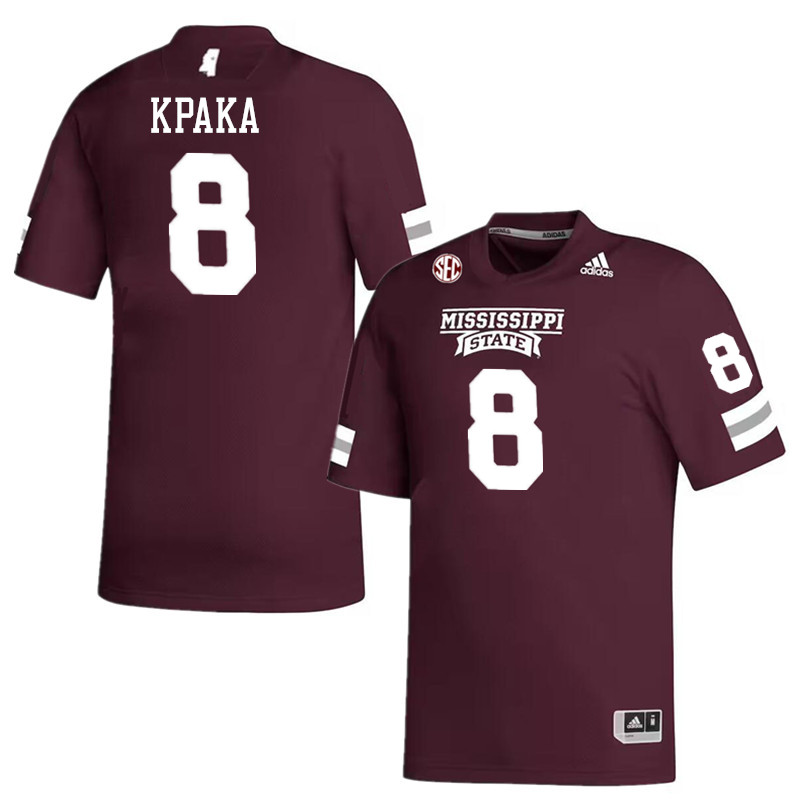 Men #8 Sulaiman Kpaka Mississippi State Bulldogs College Football Jerseys Stitched-Maroon